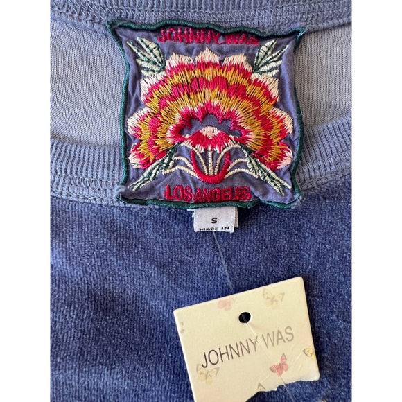 NWT Women's Johnny Was Sweatshirt S Purple with Beige Embroidery - Picture 6 of 7